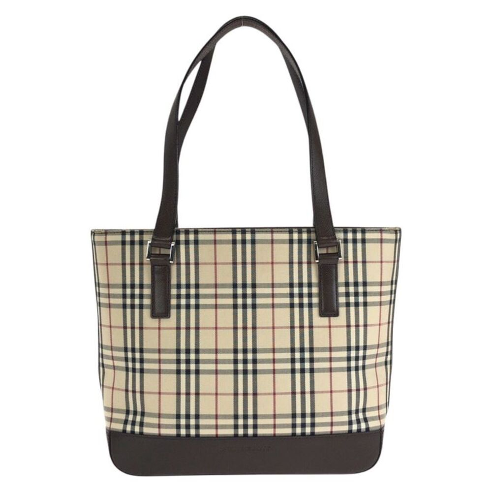 Burberry Check Canvas Leather Tote